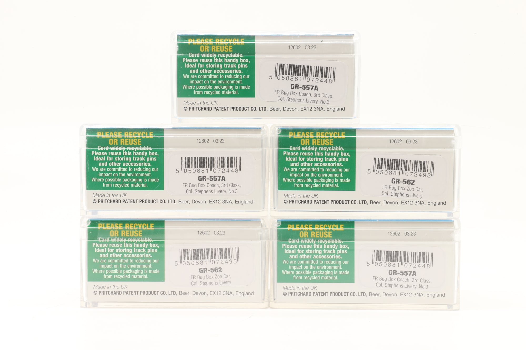 Peco OO9 Rake of 5 FR Bug Box Coaches