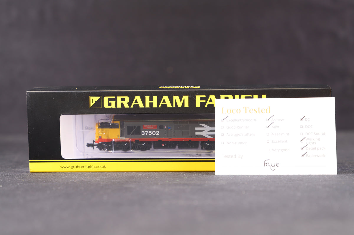 Graham Farish N 371-167TL Class 37/5 &#39;37502&#39; &#39;British Steel Teeside&#39; BR Railfreight Red Stripe