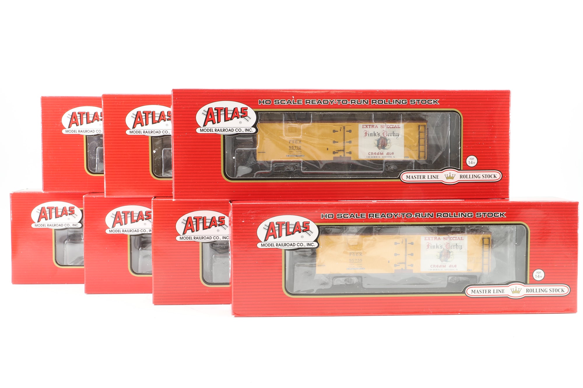 Atlas HO Rake Of 7 40' Wood Reefer Wagons Inc. 20003310, 20003303, 20003095, 20003096, 20003300, 20002016& 20003309