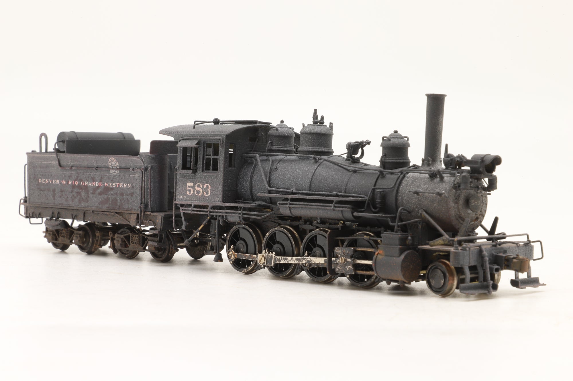 Key Imports/Samhongsa HO Brass 583 Class 2-8-0 Consolidation #583 D&RGW Black, Custom Painted & Weathered