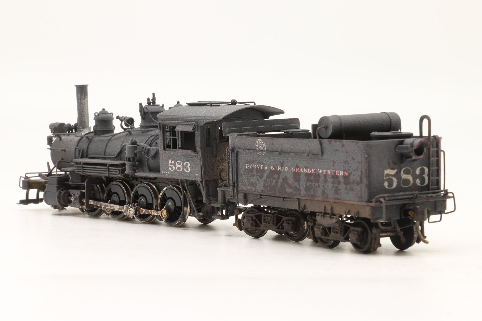 Key Imports/Samhongsa HO Brass 583 Class 2-8-0 Consolidation #583 D&RGW Black, Custom Painted & Weathered