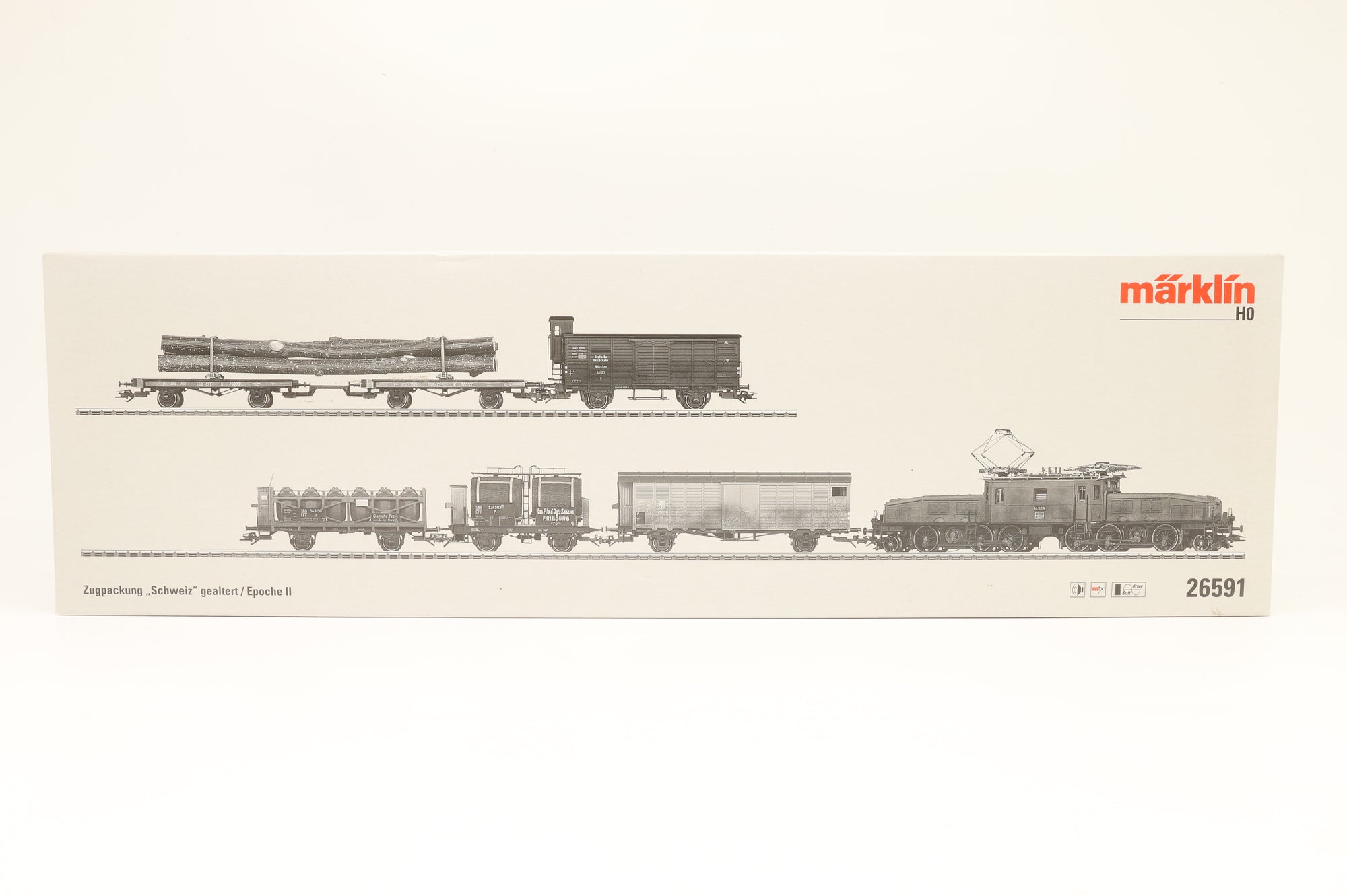 Marklin HO 26591 Ce 6/8 III 'Switzerland' Freight Train Set SBB Weathered 3 Rail MFX Sound
