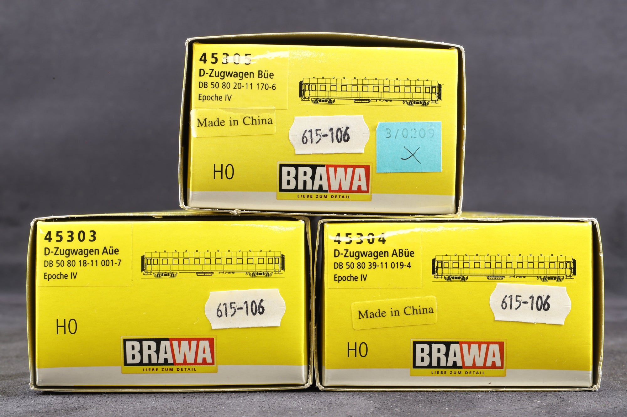 Brawa HO Rake of 3 D-Zugwagens, Inc. 45303, 45304 & 45305