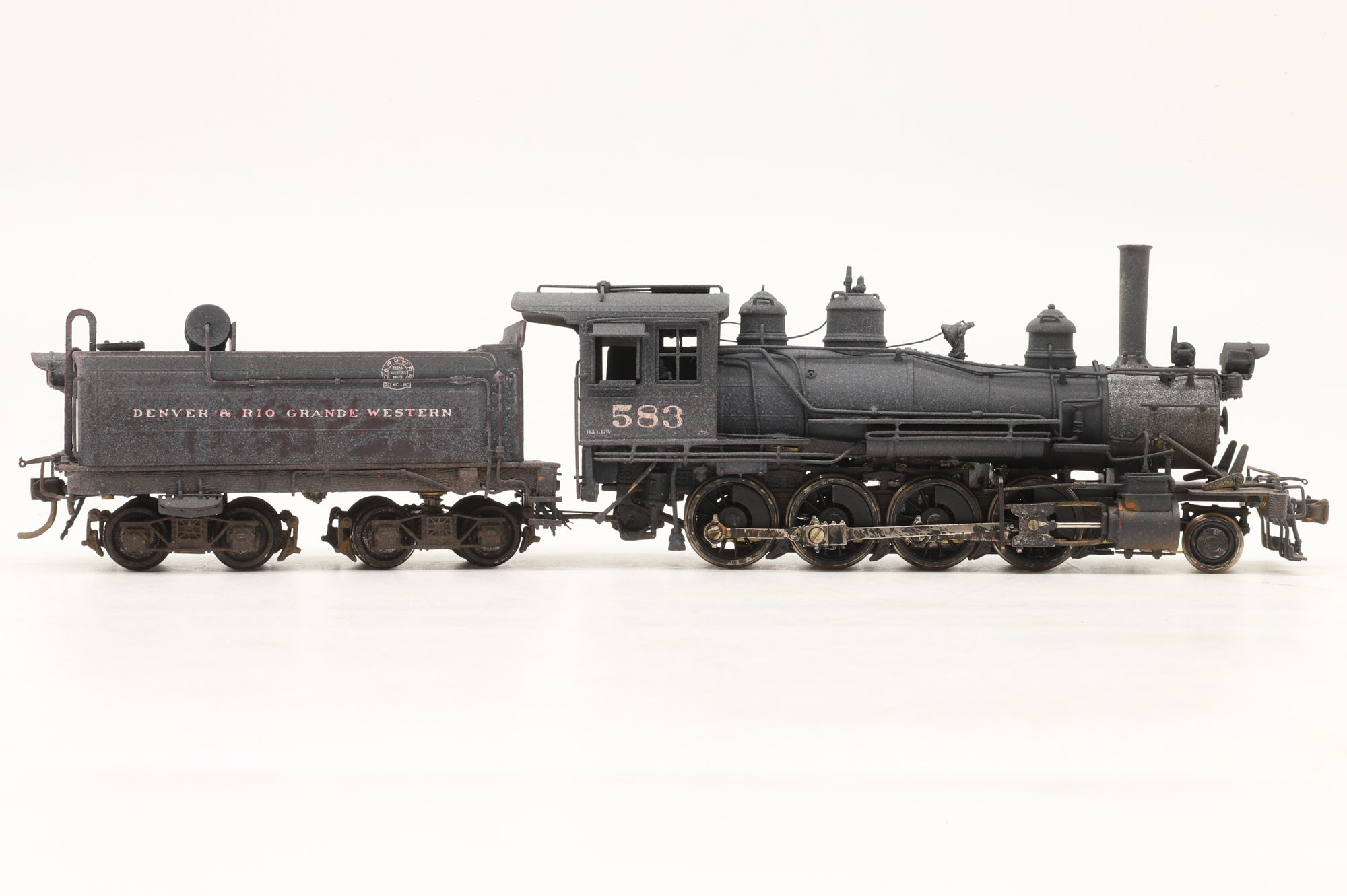 Key Imports/Samhongsa HO Brass 583 Class 2-8-0 Consolidation #583 D&RGW Black, Custom Painted & Weathered