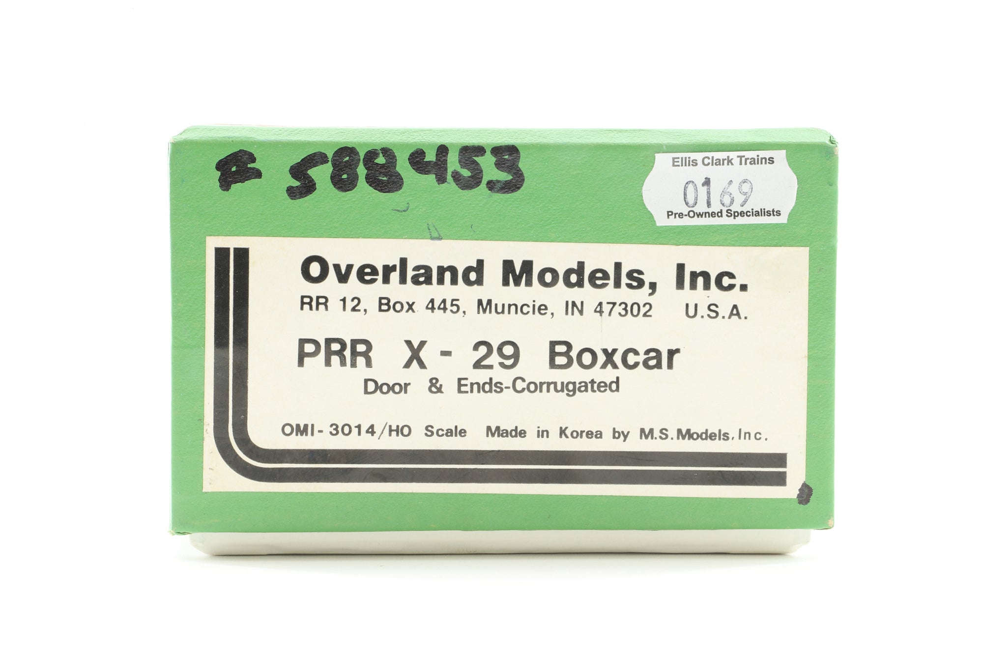 Overland Models HO Brass 3014 X-29 Box Car w/ Corrugated Doors & Ends No.588453 in PRR Brown