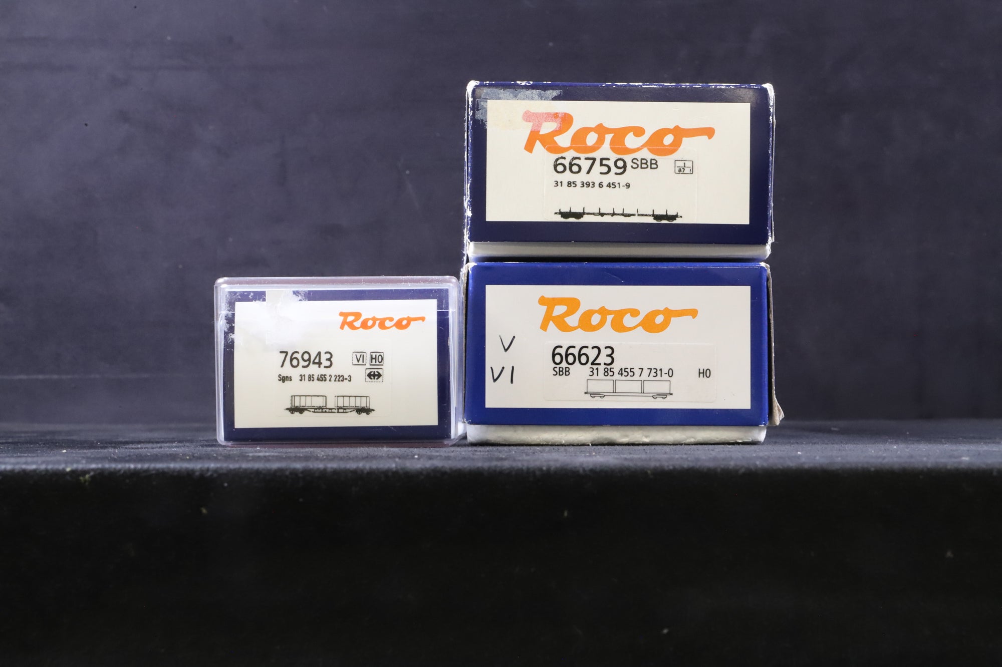 Roco HO Rake of 3 SBB Container Wagons, Incl. 76943, 66623 & 66759