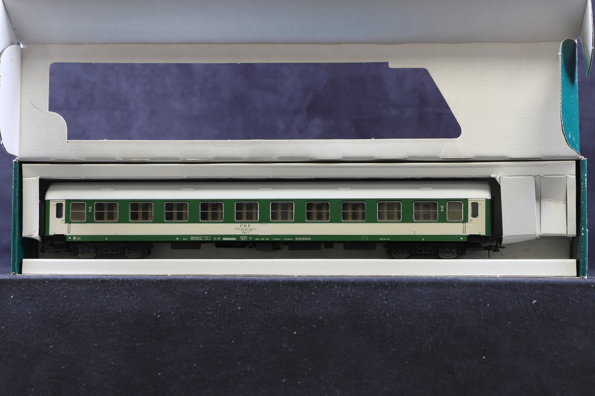 Sachsen Models HO Rake Of 3 PKP Orange, Green &amp; Cream Coaches Inc. 74717, 74720 &amp; 14349