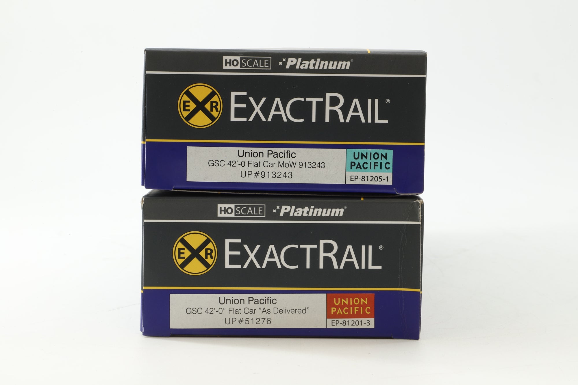 Exact Rail HO Rake Of 2 UP 42'0 Flat Cars Inc. EP-81205-1 & EP-81201-3