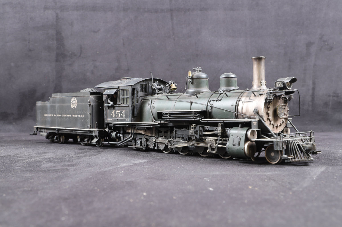 BLW (Berlyn Locomotive Works) On3 D&amp;RGW 2-8-2 Class K-27 Royal Gorge Herald Green Boiler No.454, Ltd Ed., Professionally Weathered &amp; Detailed