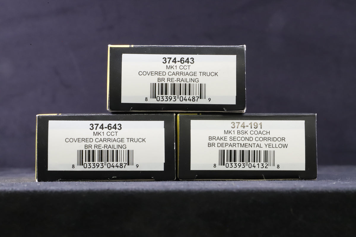 Graham Farish N Rake Of 3 Mk1 BR DE Partmental Coaches Inc. 374-191 &amp; 643x2