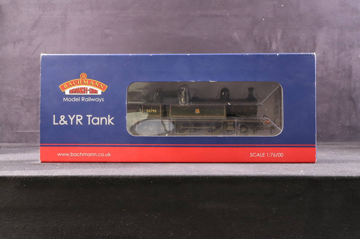Bachmann OO 31-167DC L&amp;YR 2-4-2 Tank 50795 in Lined BR Black w/ Early Crests - Weathered