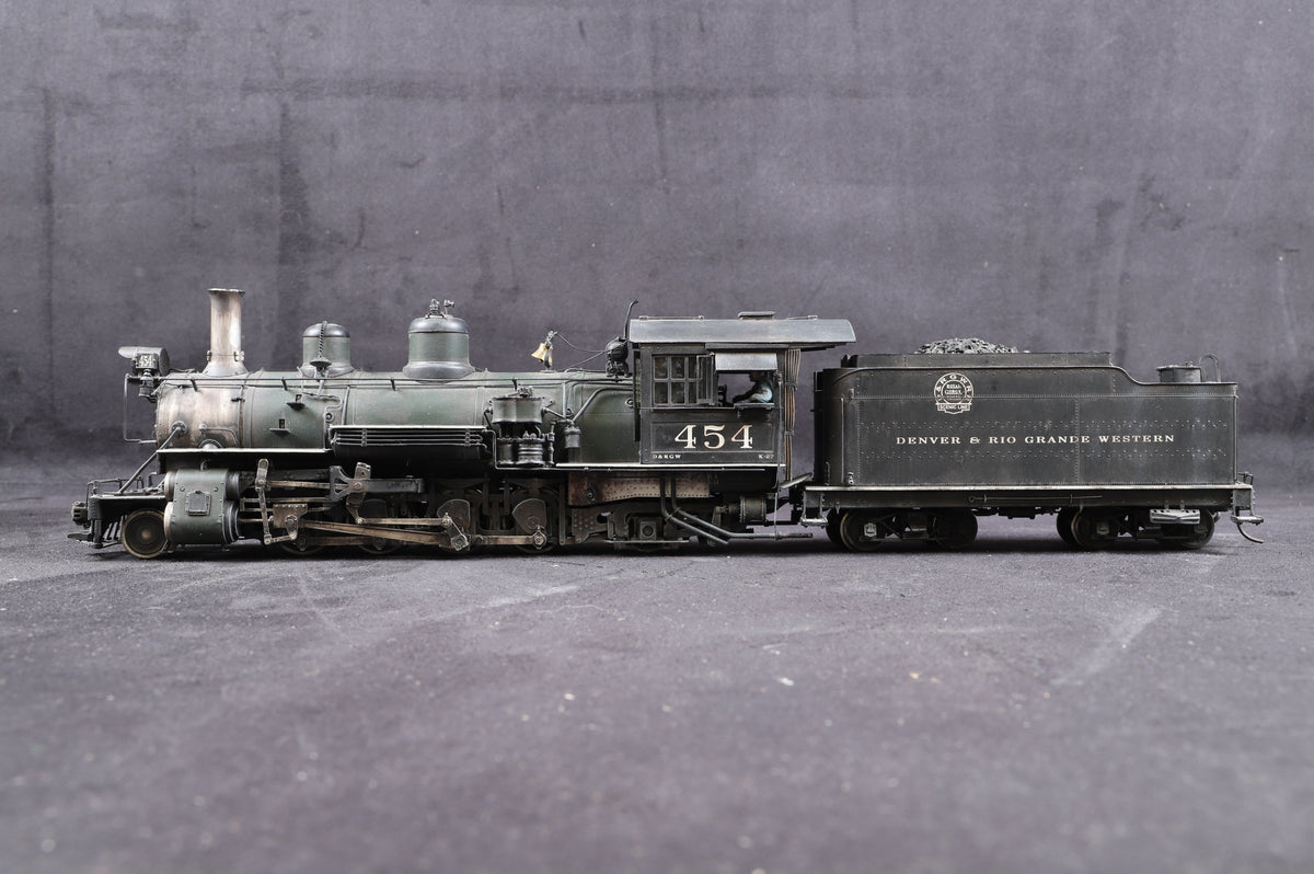 BLW (Berlyn Locomotive Works) On3 D&amp;RGW 2-8-2 Class K-27 Royal Gorge Herald Green Boiler No.454, Ltd Ed., Professionally Weathered &amp; Detailed