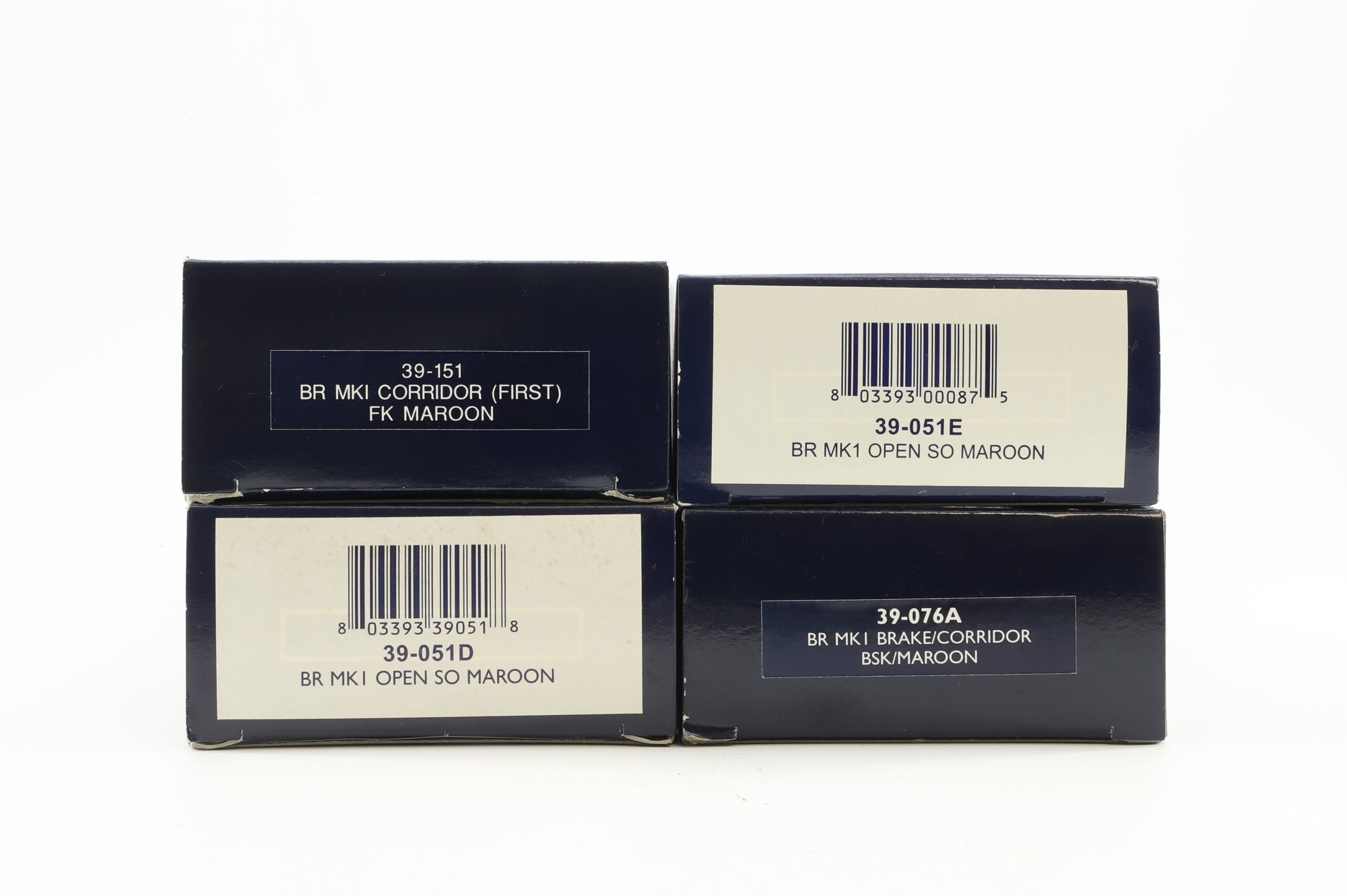 Bachmann OO Rake Of 4 BR Mk1 Maroon Coaches Inc. 39-051D, 39-051E, 39-151 & 39-076A