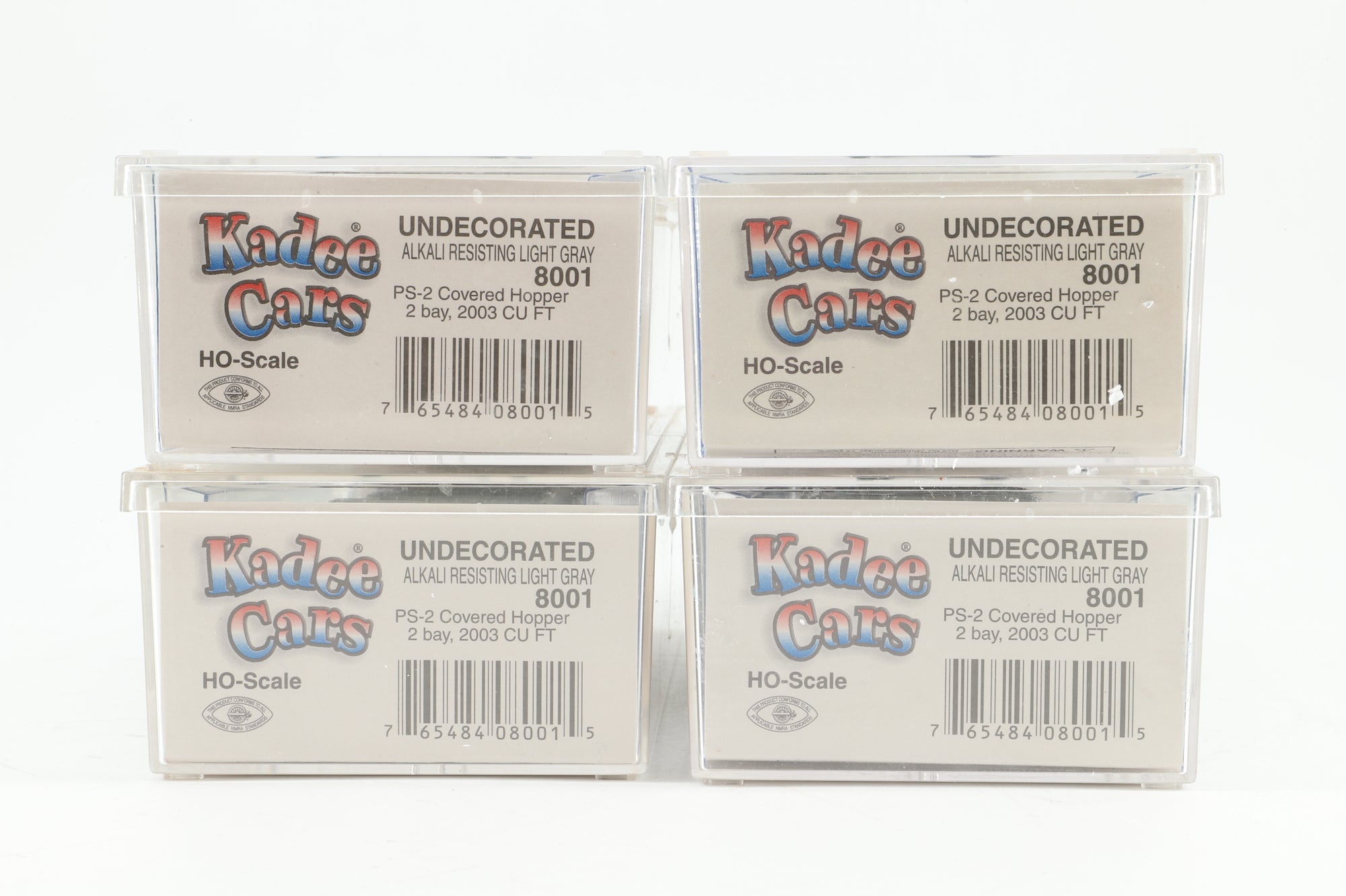 Kadee Cars HO 8001 Rake Of 4 Undecorated PS-2 Covered Hooper Wagons