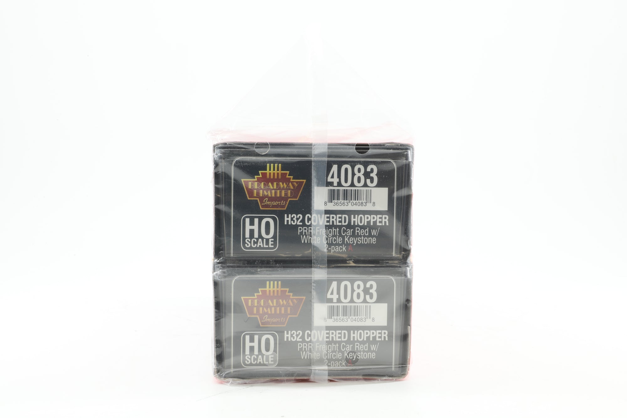 Broadway Limited HO 4083 Twin Pack of H32 Covered Hoppers in PRR Red