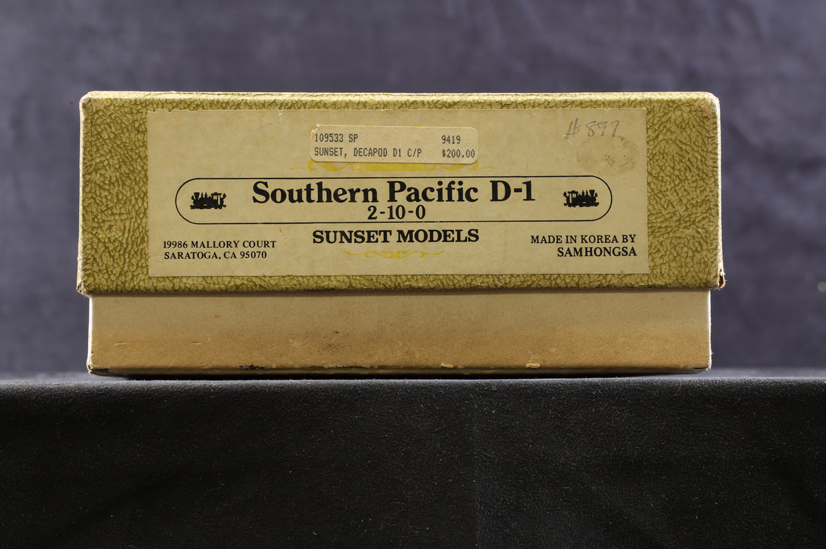 Sunset Models HO Brass Southern Pacific D-1 2-10-0 &#39;897&#39; Steam Locomotive