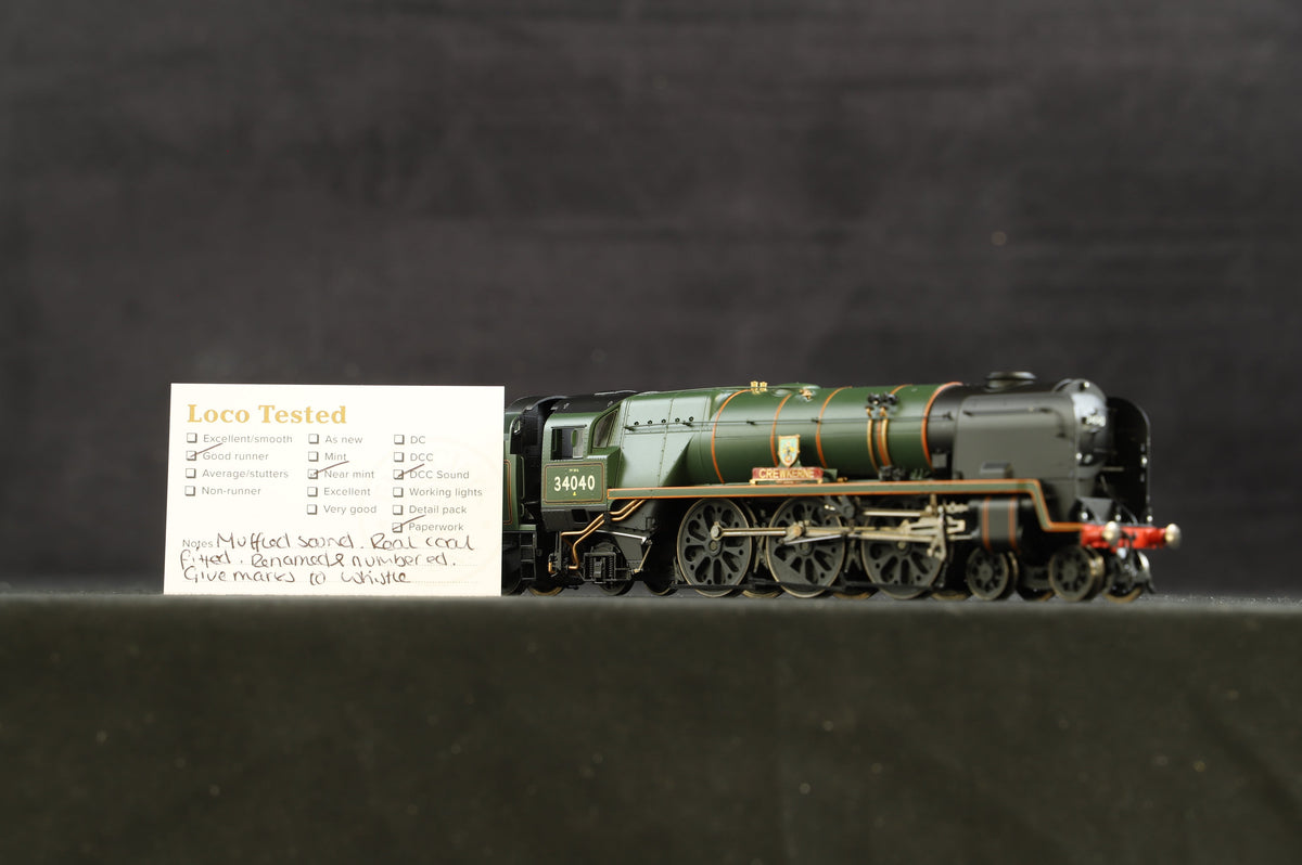Hornby OO R2997XS Rebuilt West Country Cl 4-6-2 &#39;34040&#39; &#39;Crewkerne&#39; BR Green L/Crest, DCC Sound