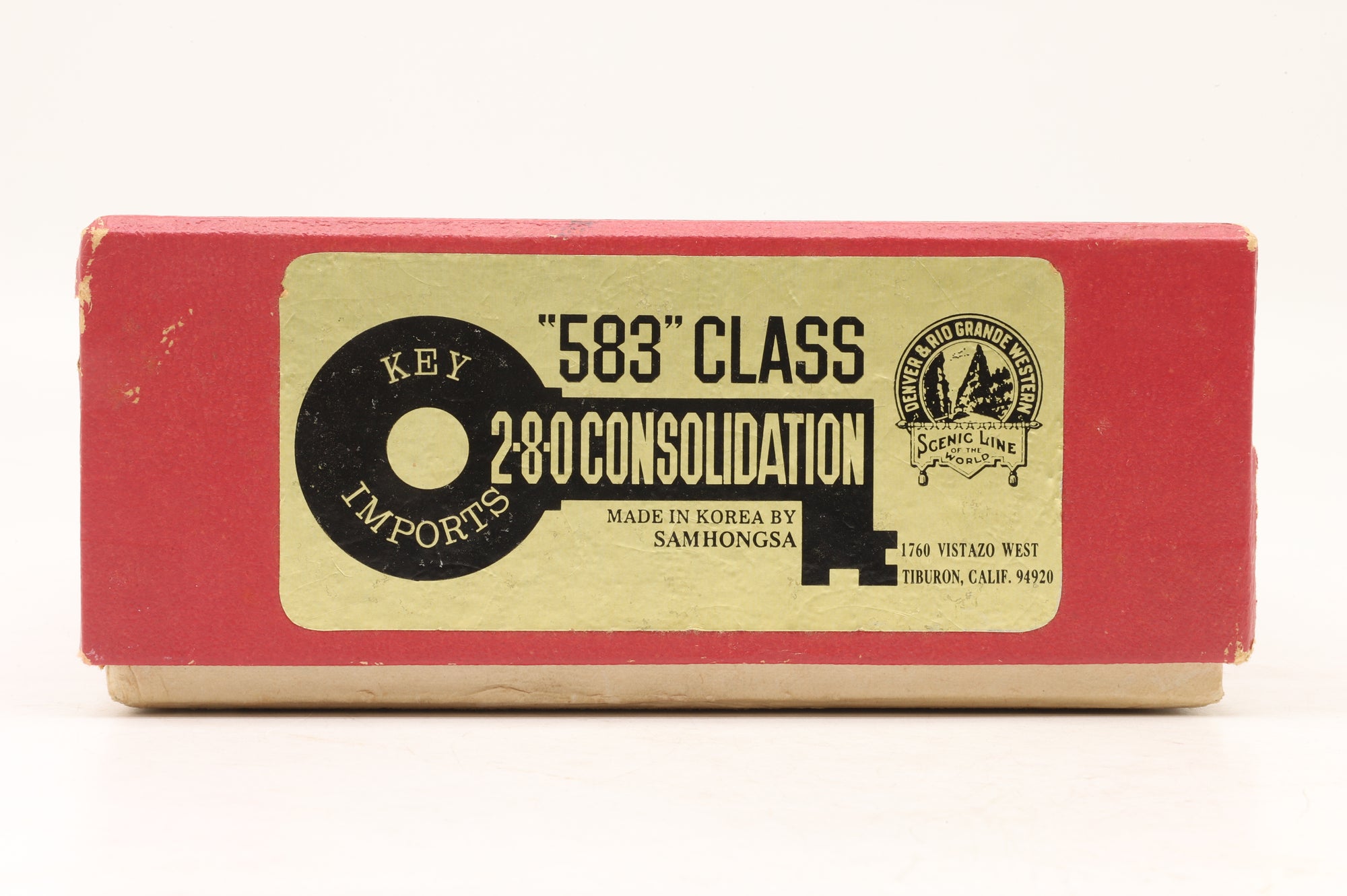 Key Imports/Samhongsa HO Brass 583 Class 2-8-0 Consolidation #583 D&RGW Black, Custom Painted & Weathered
