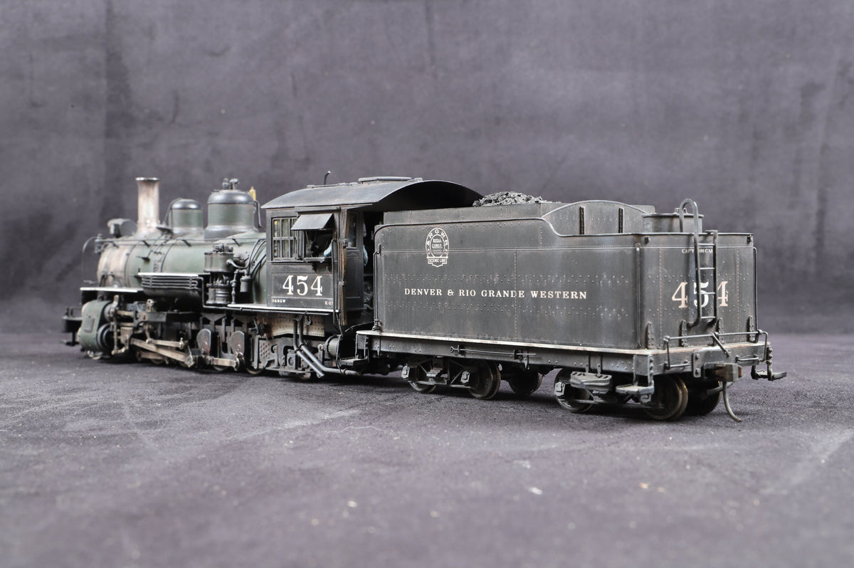 BLW (Berlyn Locomotive Works) On3 D&amp;RGW 2-8-2 Class K-27 Royal Gorge Herald Green Boiler No.454, Ltd Ed., Professionally Weathered &amp; Detailed