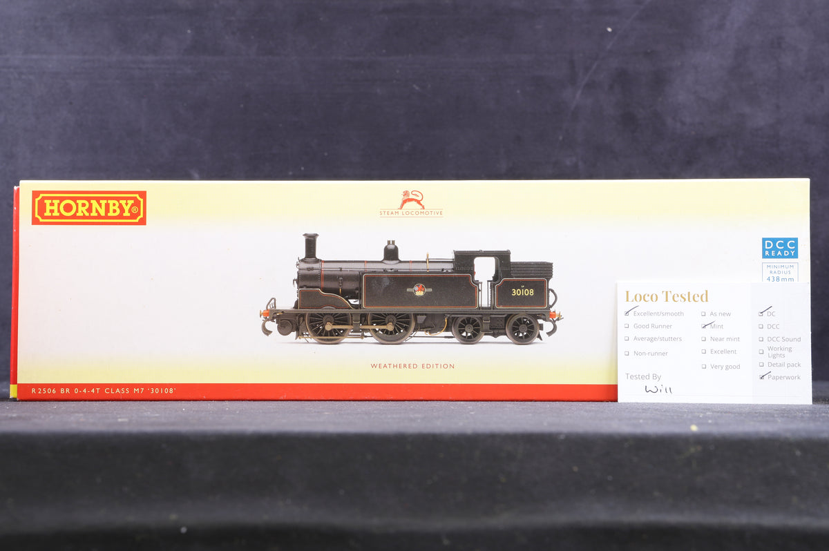 Hornby OO R2506 Class M7 0-4-4T &#39;30108&#39; BR Black, Weathered