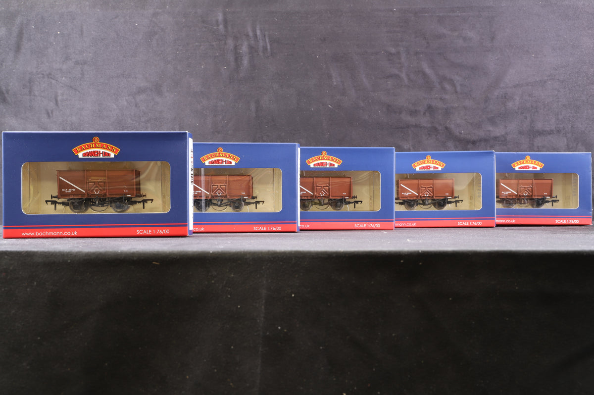 Bachmann OO 37-426C Rake Of 5 16T Slope Sided Mineral Wagon MOT Brown