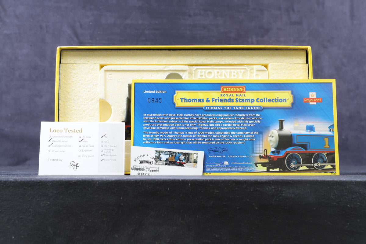 Hornby OO R9685 &#39;Thomas&#39; The Tank Engine The Royal Mail Thomas &amp; Friends Stamp Collection, Ltd. Ed. 945/1000