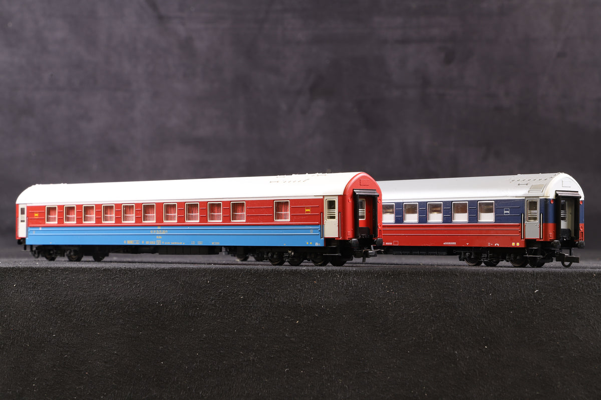 Sachsen Models HO Rake Of 2 WLAB Red &amp; Blue Coaches