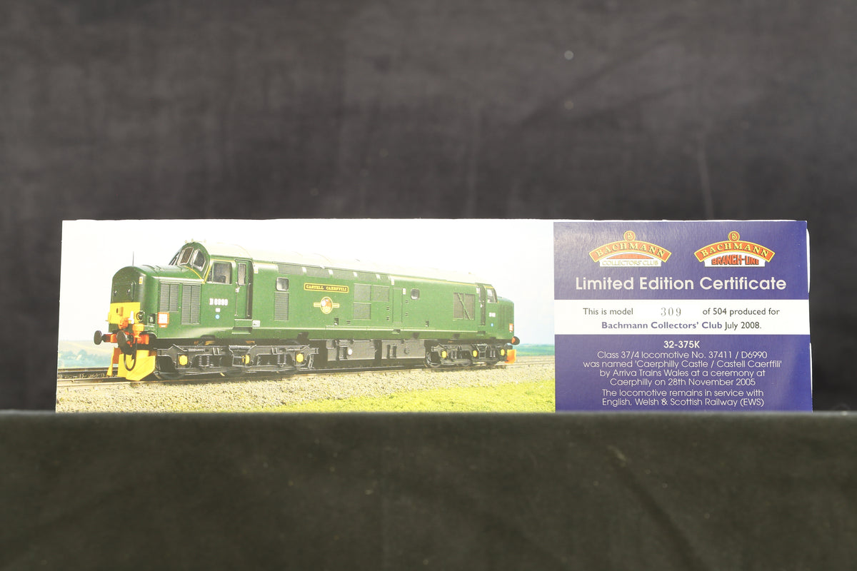 Bachmann OO 32-375K Class 37/4 BR Green &#39;D6990/37411&#39; Bachmann Collectors Club Ltd Ed