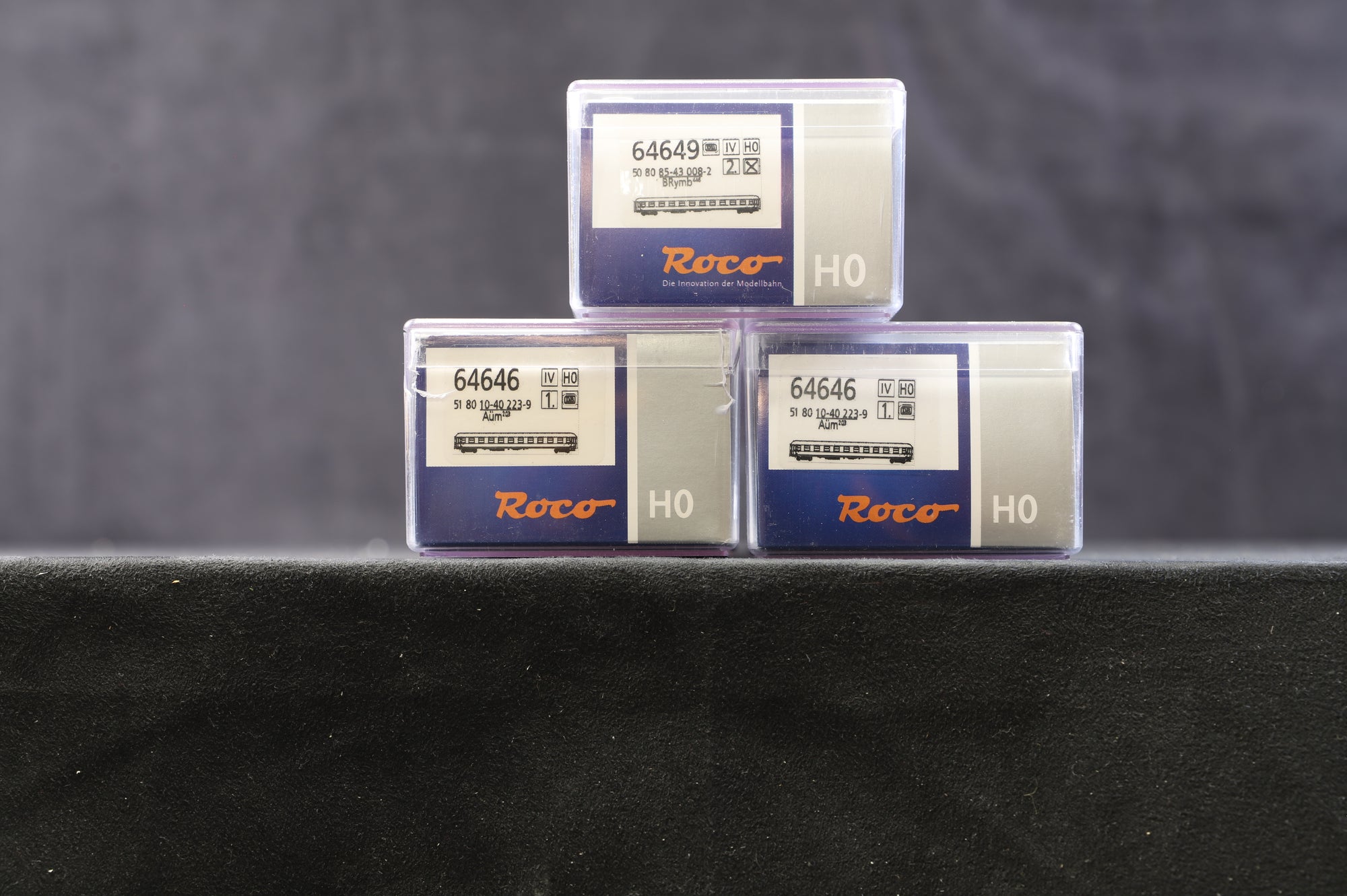 Roco HO Rake of 3 DB/IGE Blue Coaches, Inc. 64649 & 2 x 64646