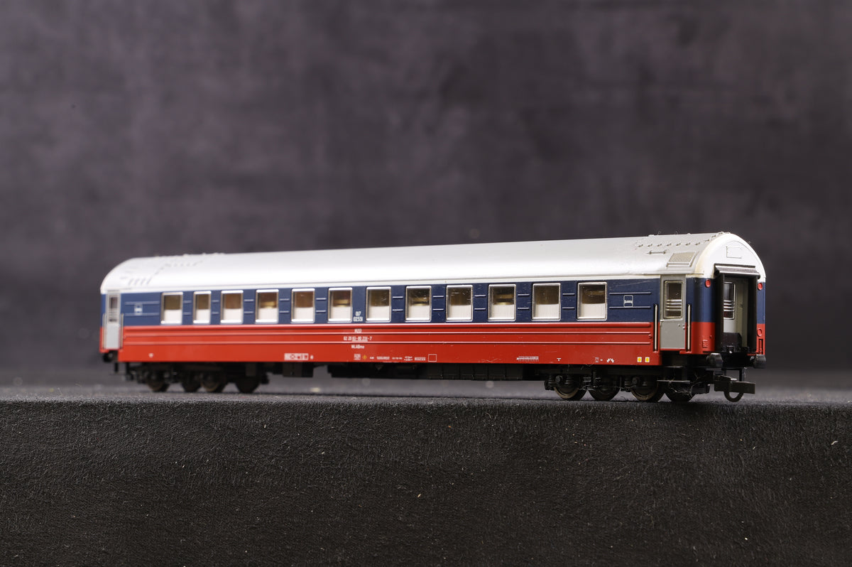 Sachsen Models HO Rake Of 2 WLAB Red &amp; Blue Coaches