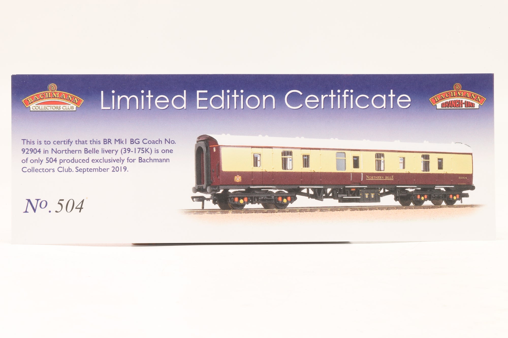 Bachmann OO 39-175K BR Mk1 BG Full Brake Northern Belle Maroon & Cream Excl. Bachmann Collectors Club Ltd Ed 504/ 504