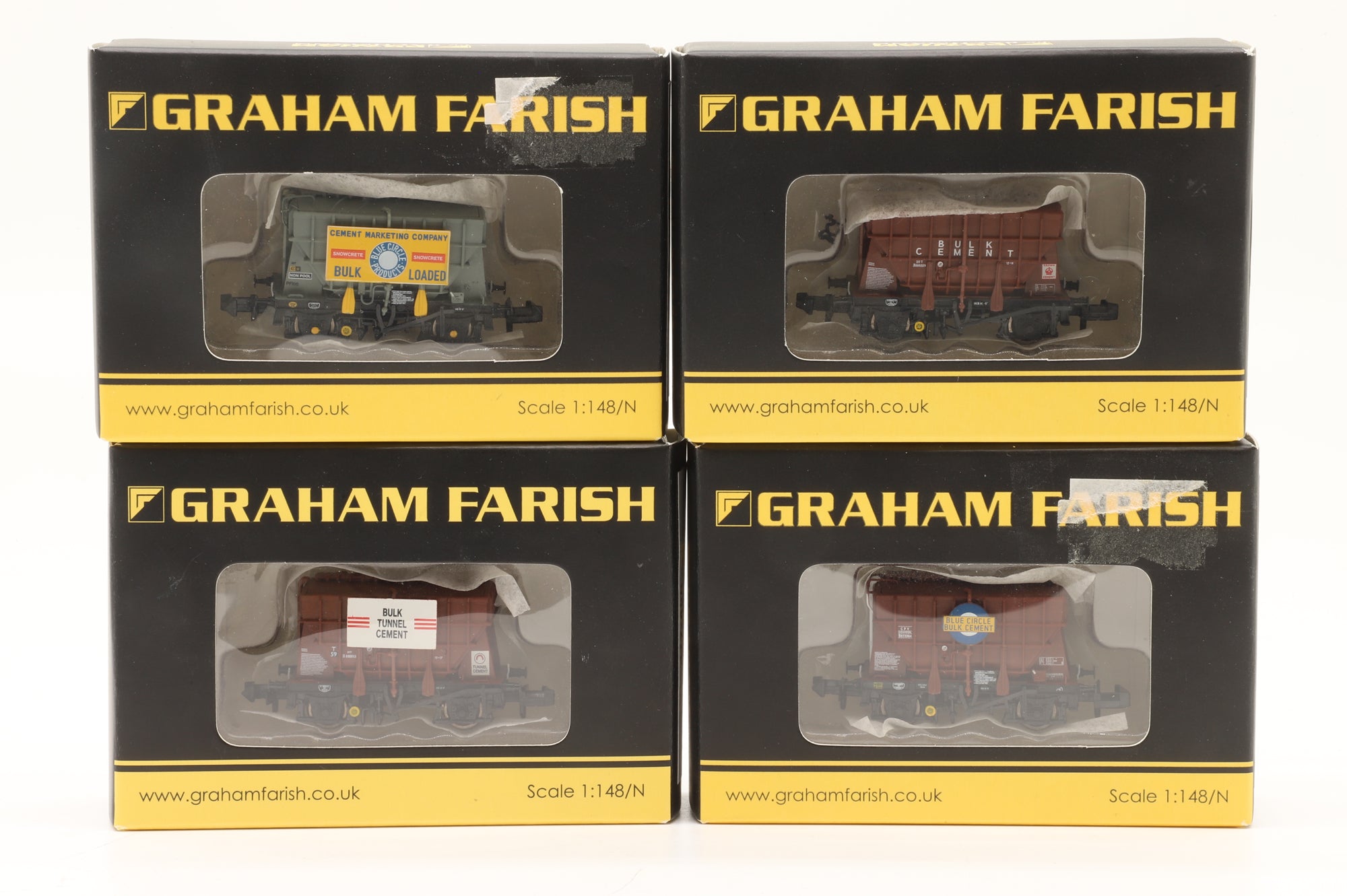 Graham Farish N Rake of 4 Presflo 22T Bulk Powder Wagon