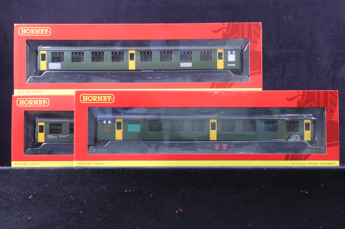 Hornby OO Rake of 3 BR Mk1 Ballast Cleaner Staff Coaches in Olive Green