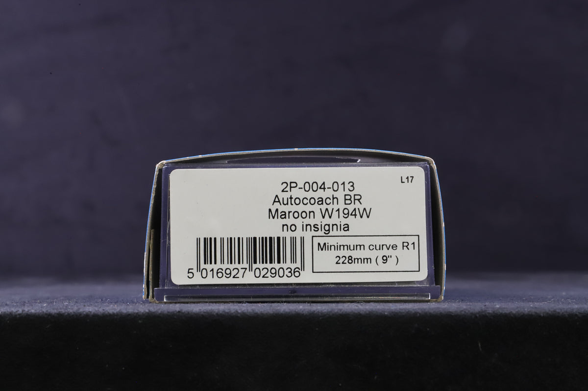 Dapol N 2P-004-013 Autocoach BR Maroon Lined &#39;W194W&#39; No Insignia