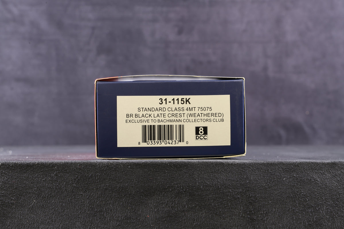 Bachmann OO 31-115K Standard Class 4MT &#39;75075&#39; BR Black L/C Weathered, Excl. Bachmann Collectors Club