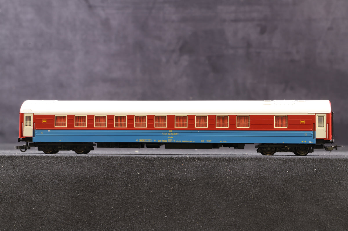 Sachsen Models HO Rake Of 2 WLAB Red &amp; Blue Coaches