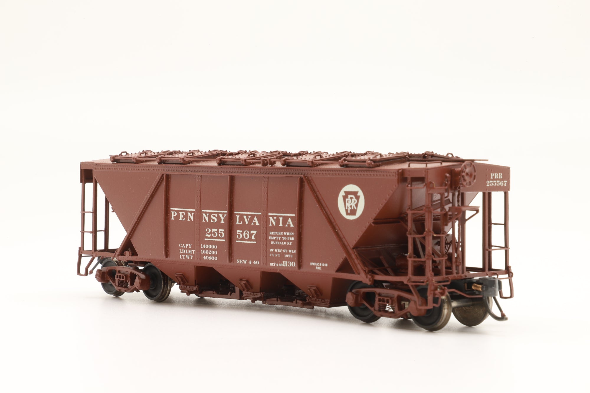Overland Models Inc. HO Brass OMI-3327.1 PRR Covered Hopper H30 Class Freight Car Red '255 567'