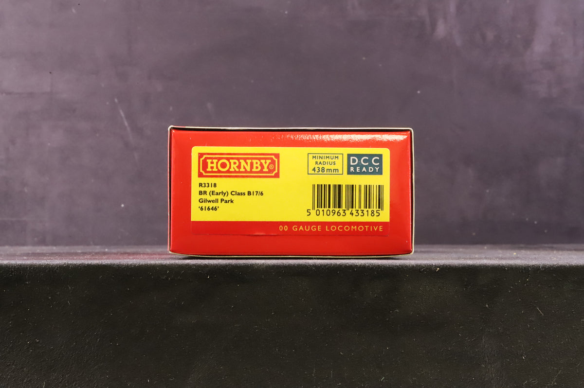 Hornby OO R3318 Class B17/6 61620 &#39;Clumber&#39; in Lined BR Green w/ Early Crests - Lightly Weathered
