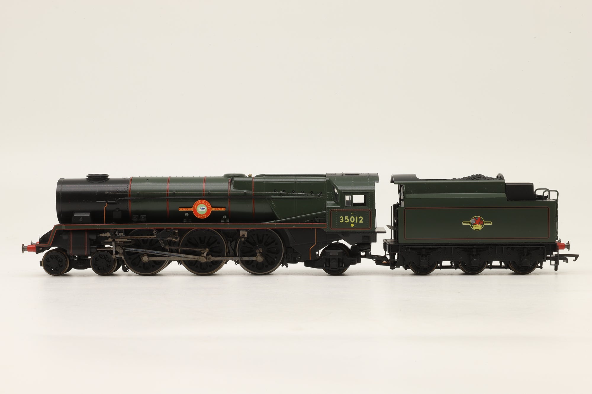 WORKSHOP Hornby OO Merchant Navy Class '35012' 'United States Lines' BE Lined Green L/C DCC Fitted Non Runner