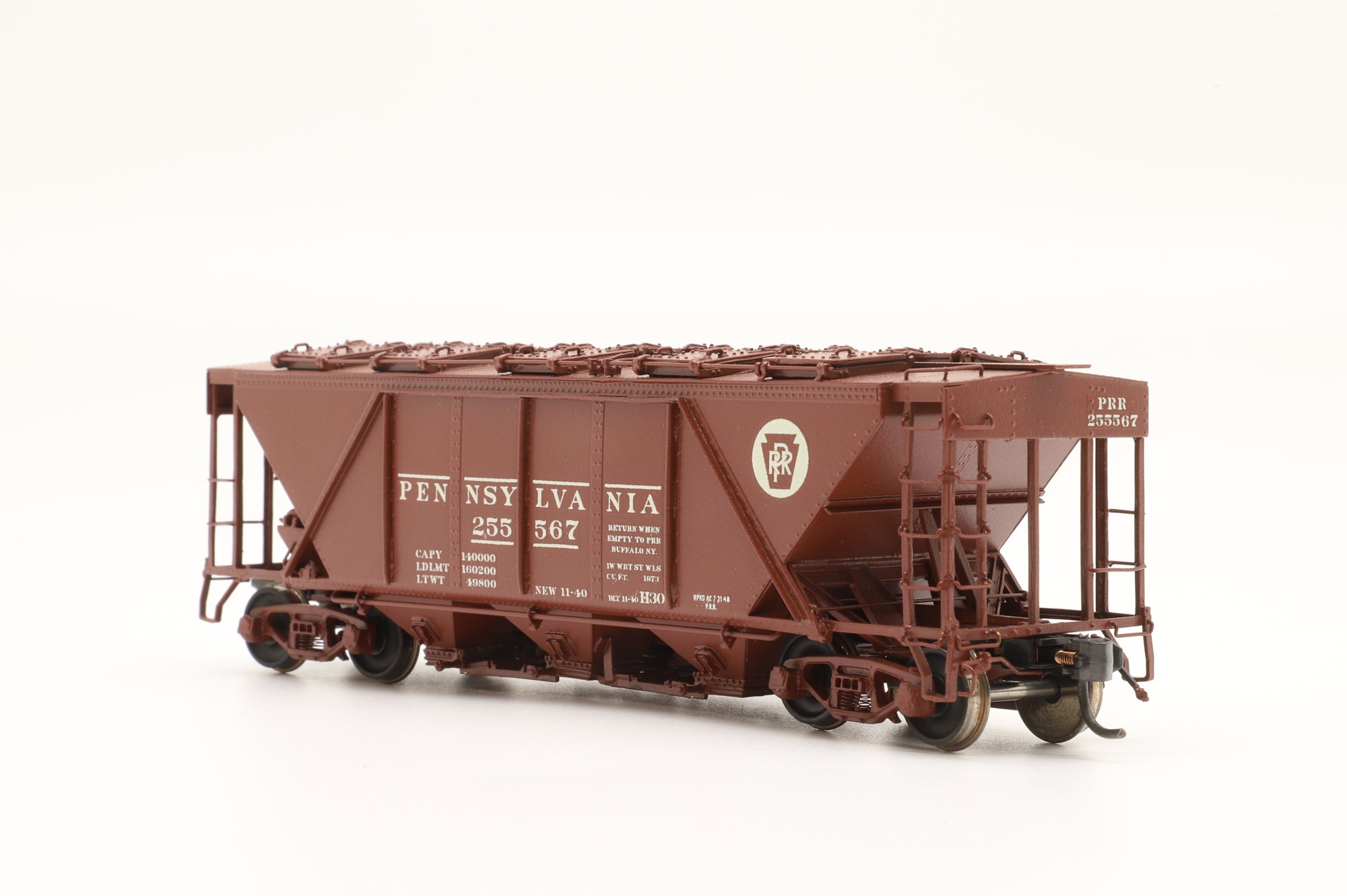 Overland Models Inc. HO Brass OMI-3327.1 PRR Covered Hopper H30 Class Freight Car Red '255 567'