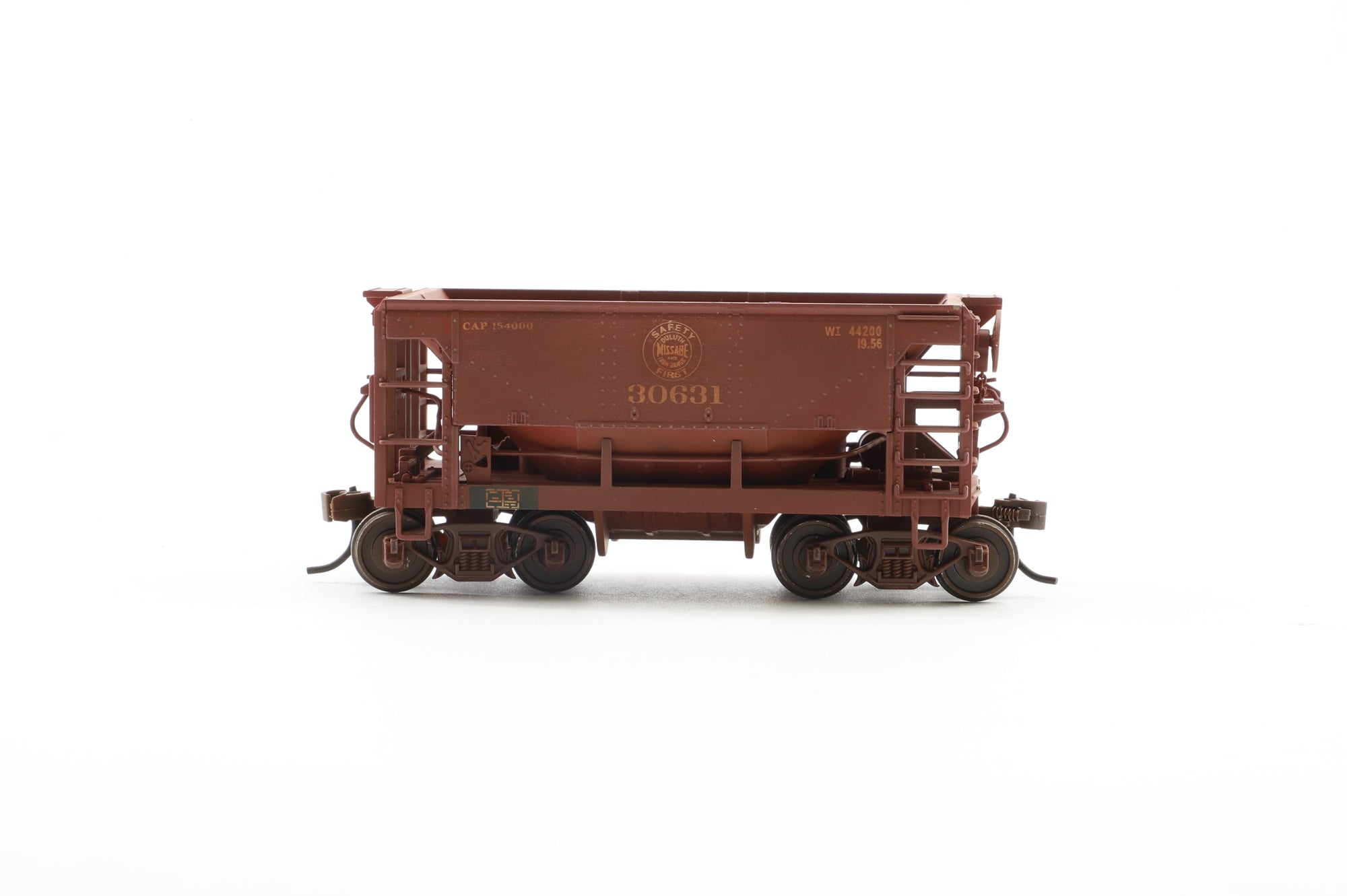 Model Power Metal Trains Rake of 6 U-29 Metal Ore Cars in DMIR Brown - Pro-Customised/Weathered