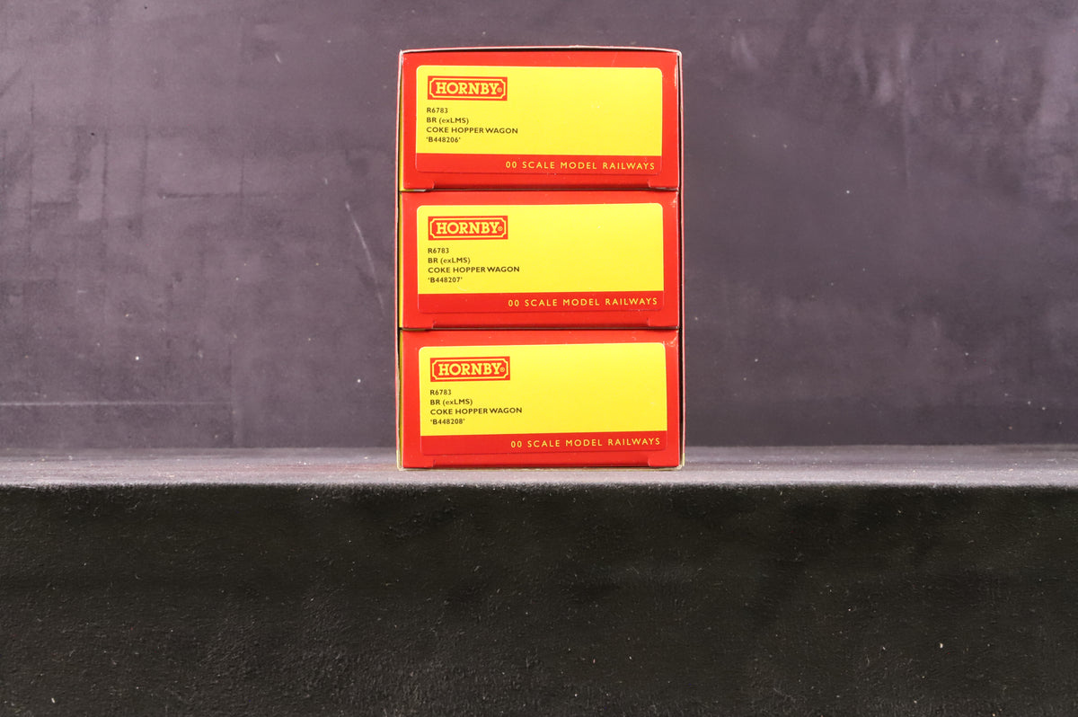 Hornby OO R6783 Pack of 3 Ex-LMS Coke Hoppers in BR Grey