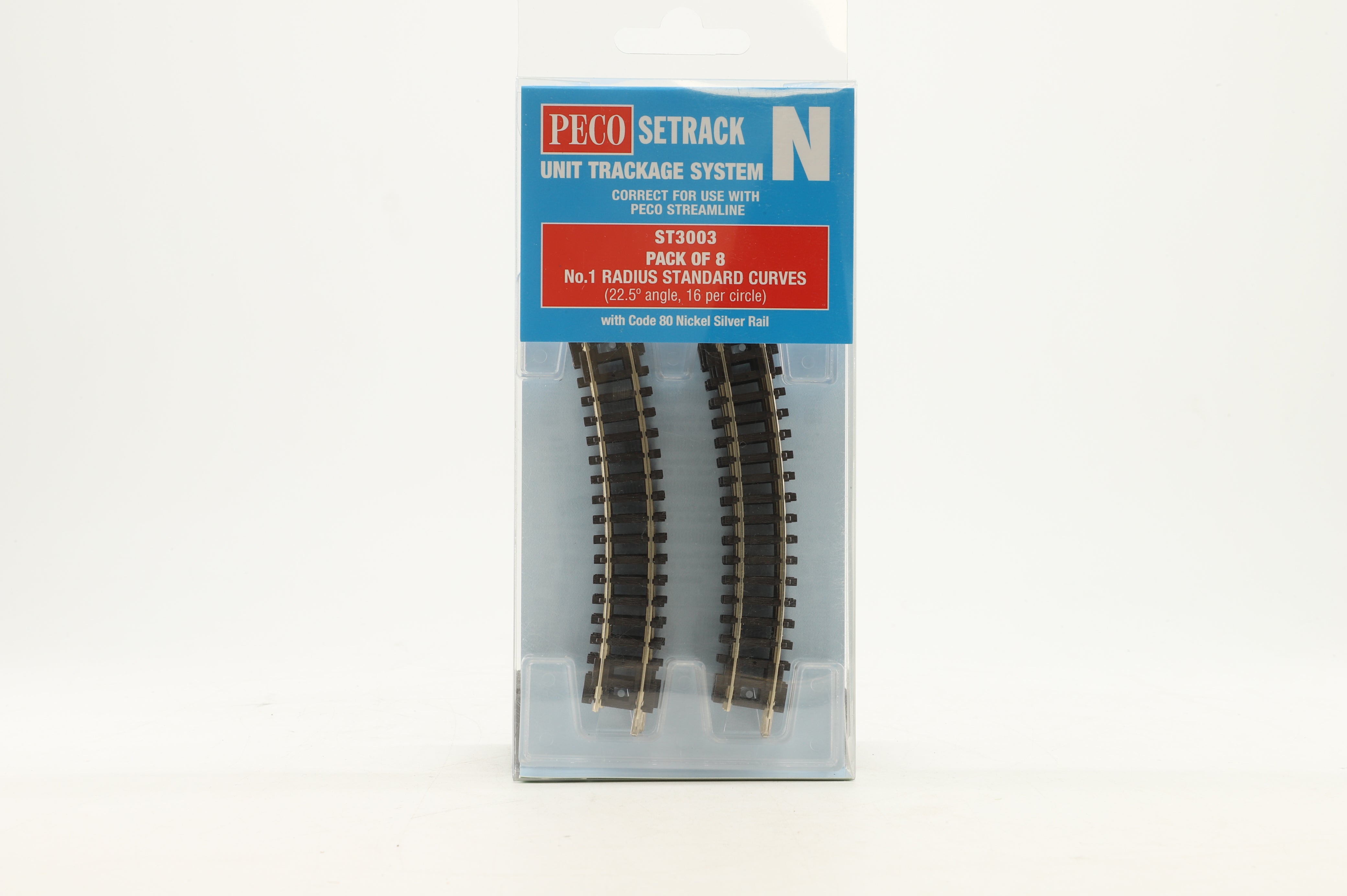 Peco N ST3003 Setrack Pack of 8 No.1 Radius Standard Curves