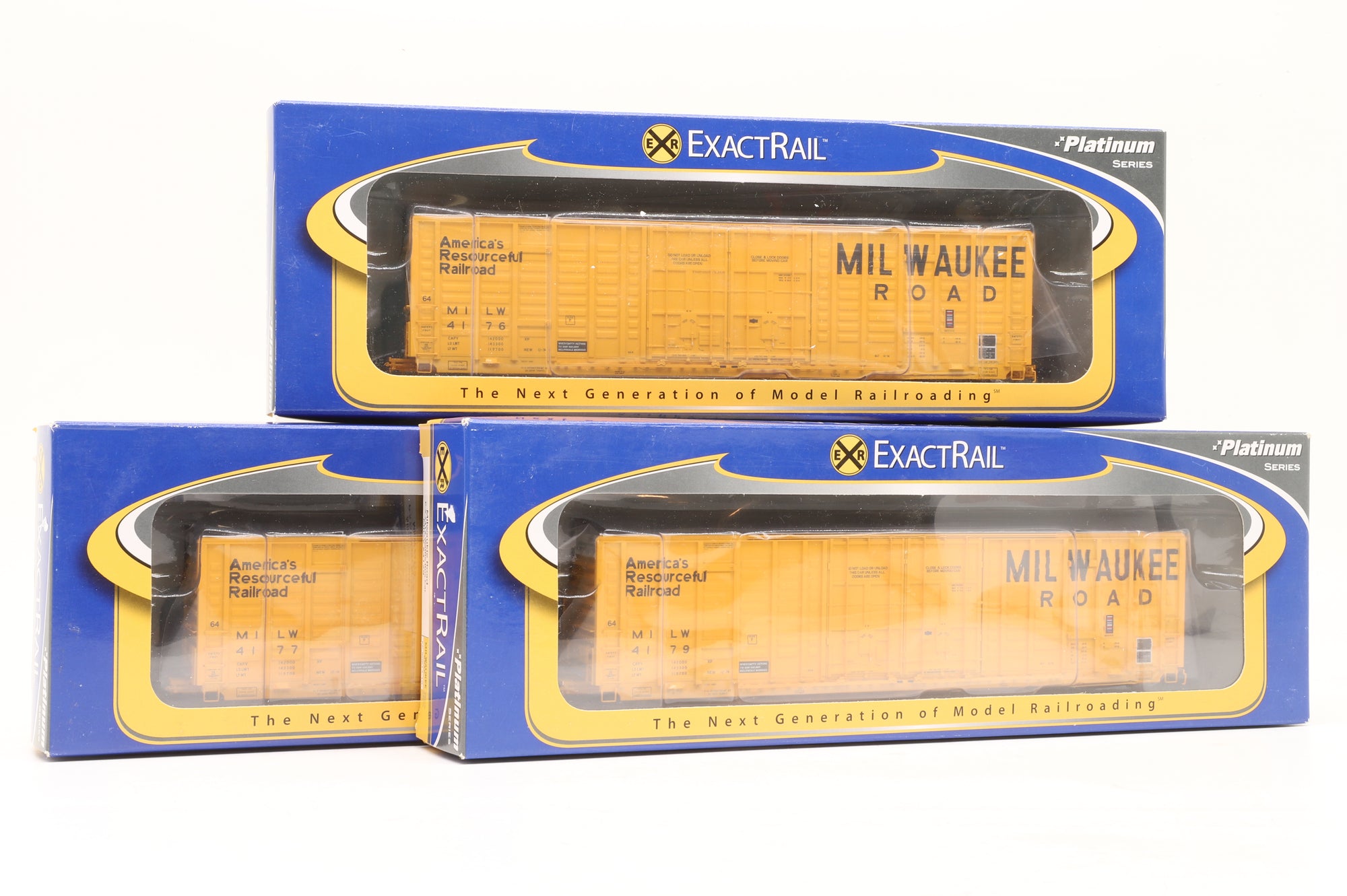 Exact Rail HO EP-80613-7/8/10 P-S 7315 Waffle Box Cars in Milwaukee Road Yellow