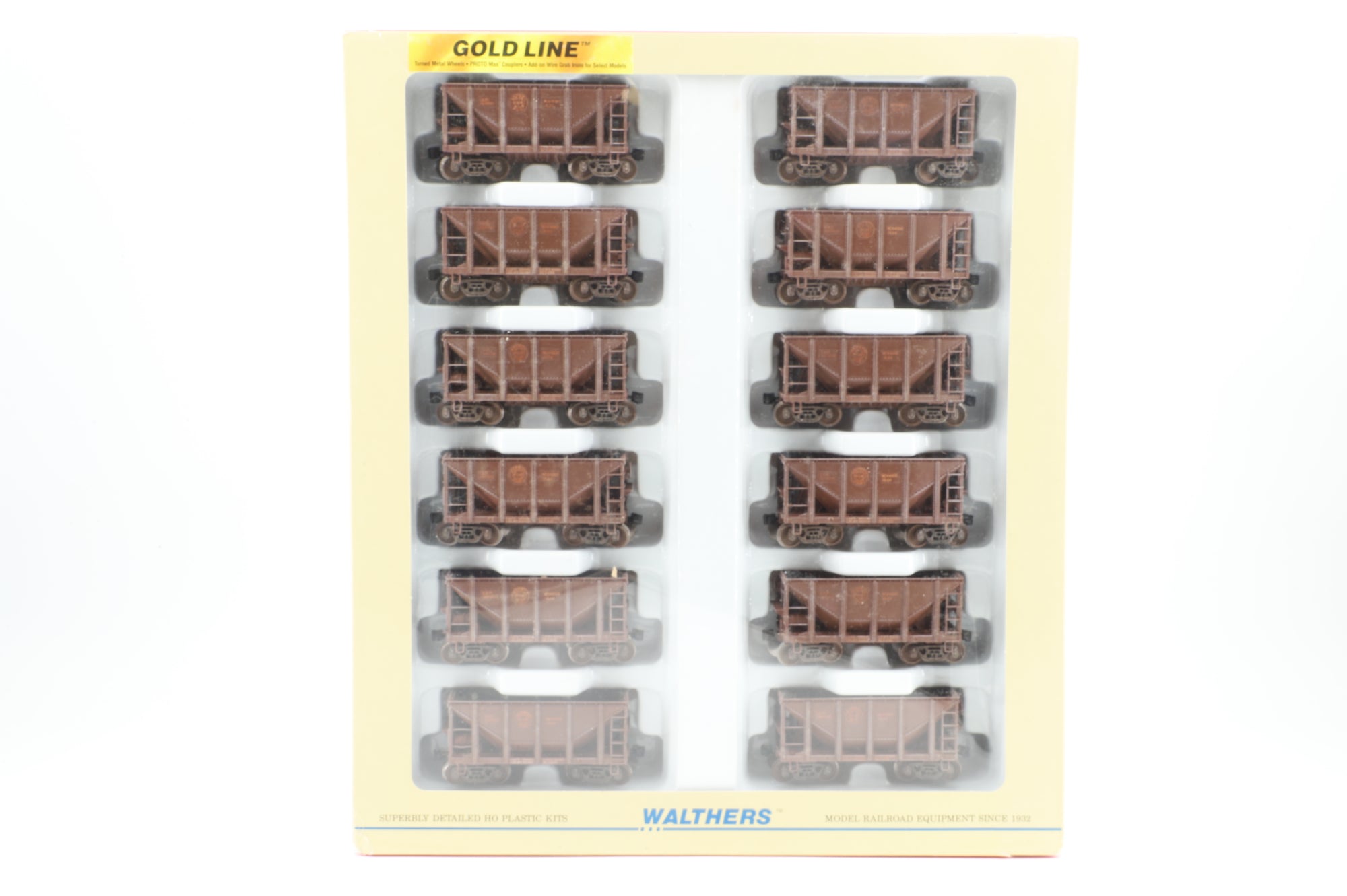 Walthers HO 932-40506 12-Pack of Michigan Ore Cars in DMIR Brown - Pro-Customised/Weathered