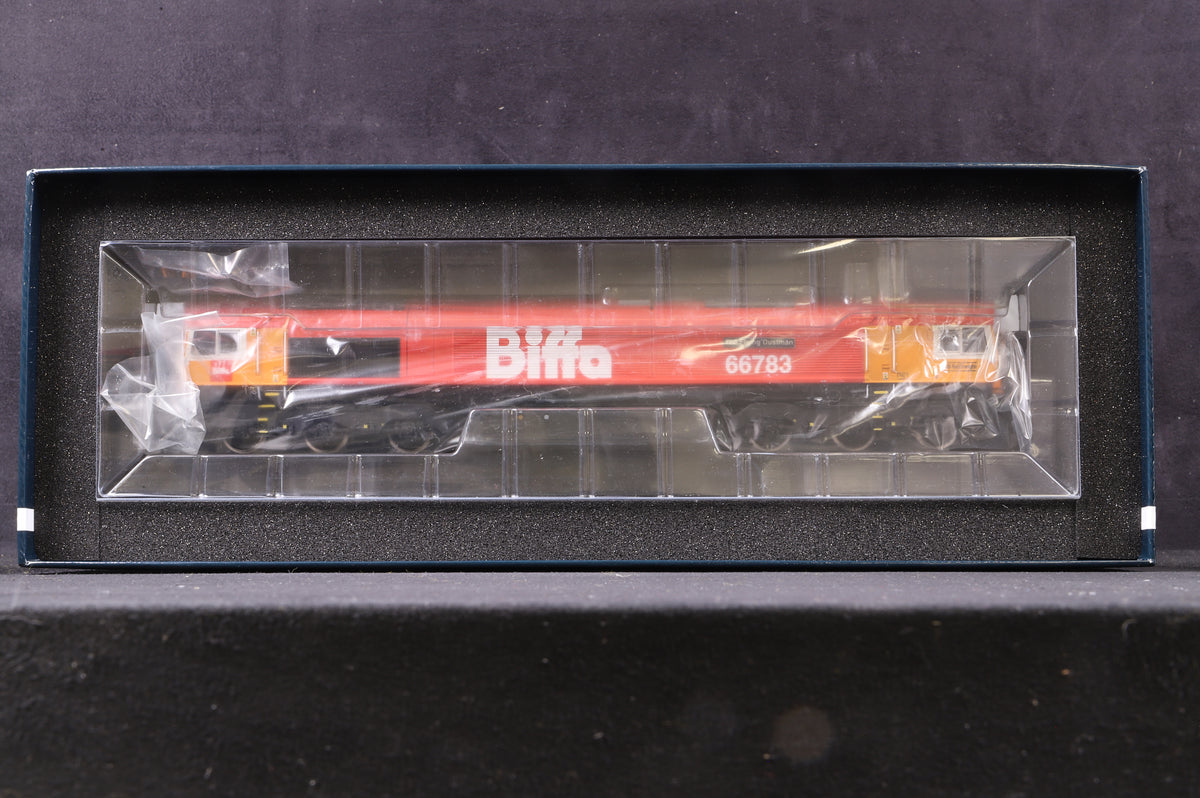 Hattons OO H4-66-032-S Class 66 &#39;66783&#39; &#39;The Flying Dustman&#39; Biffa Red GBRf, DCC Sound