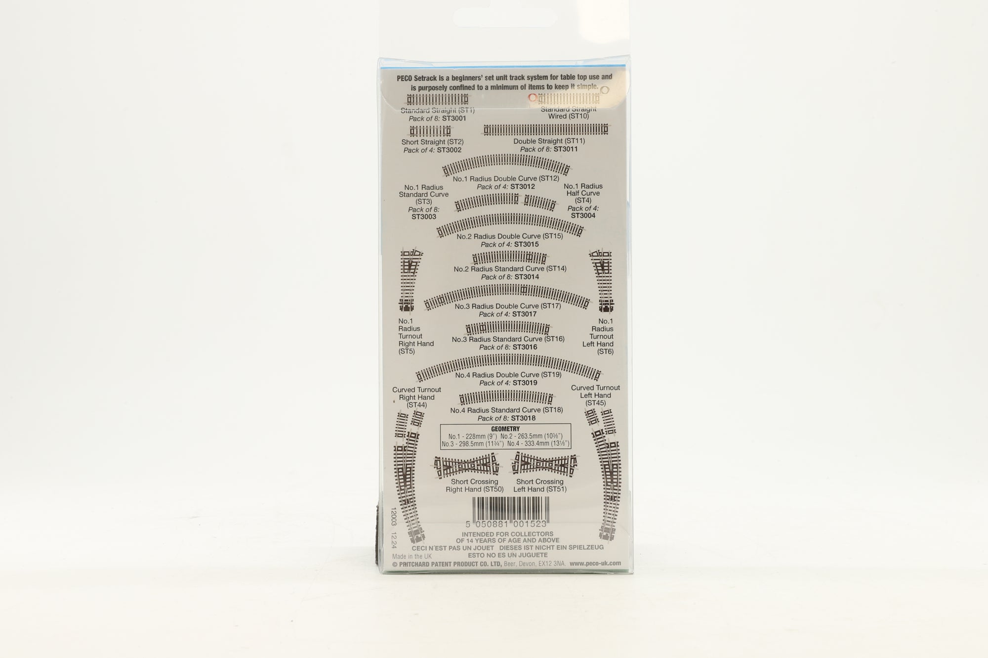 Peco N ST3003 Setrack Pack of 8 No.1 Radius Standard Curves