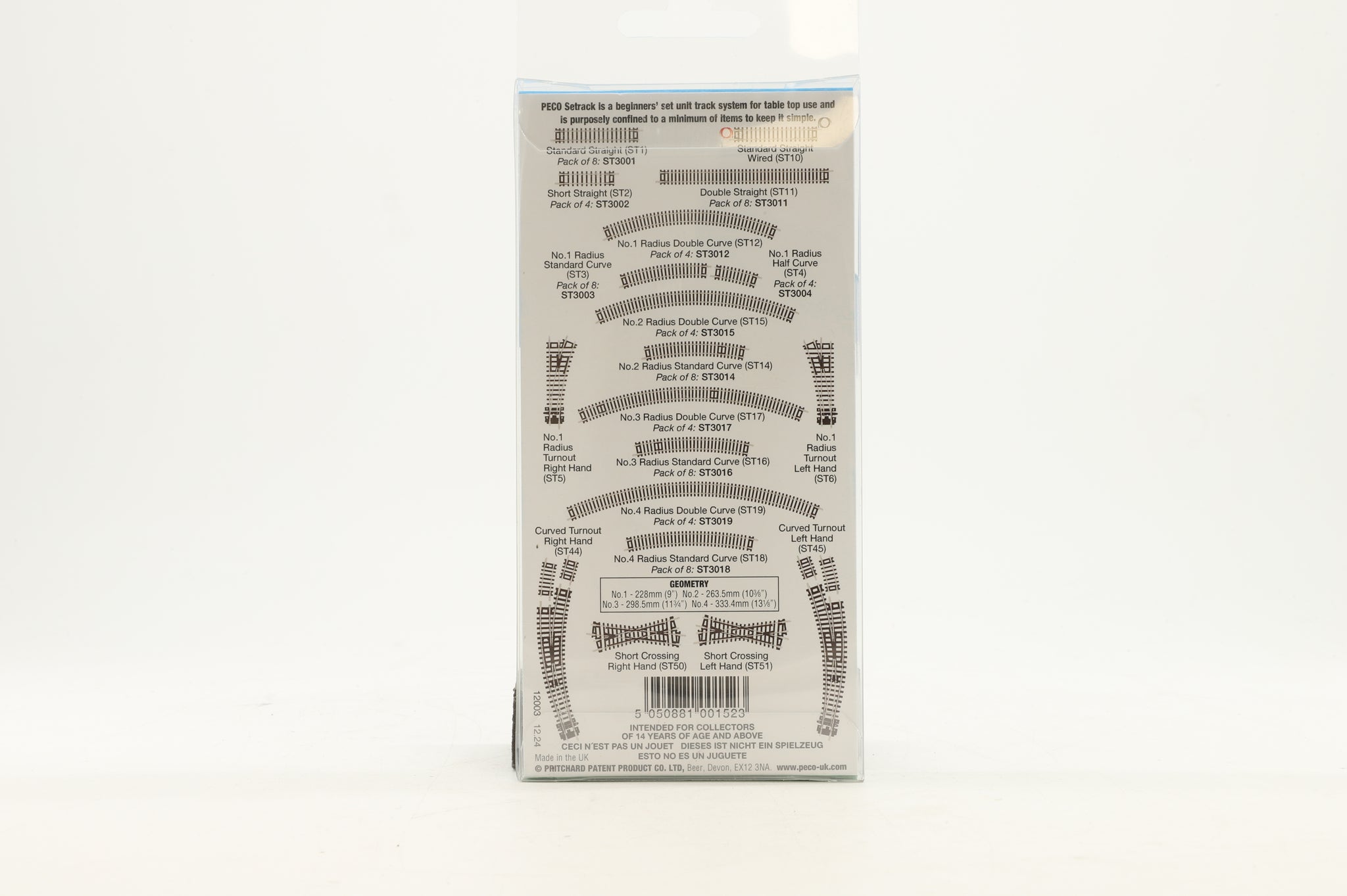 Peco N ST3003 Setrack Pack of 8 No.1 Radius Standard Curves