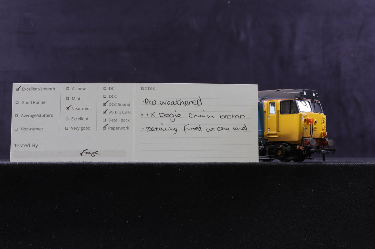 Accurascale OO ACC2213 Class 50 &#39;50014&#39; &#39;Warspite&#39; BR Large Logo Black Roof Weathered DCC Sound