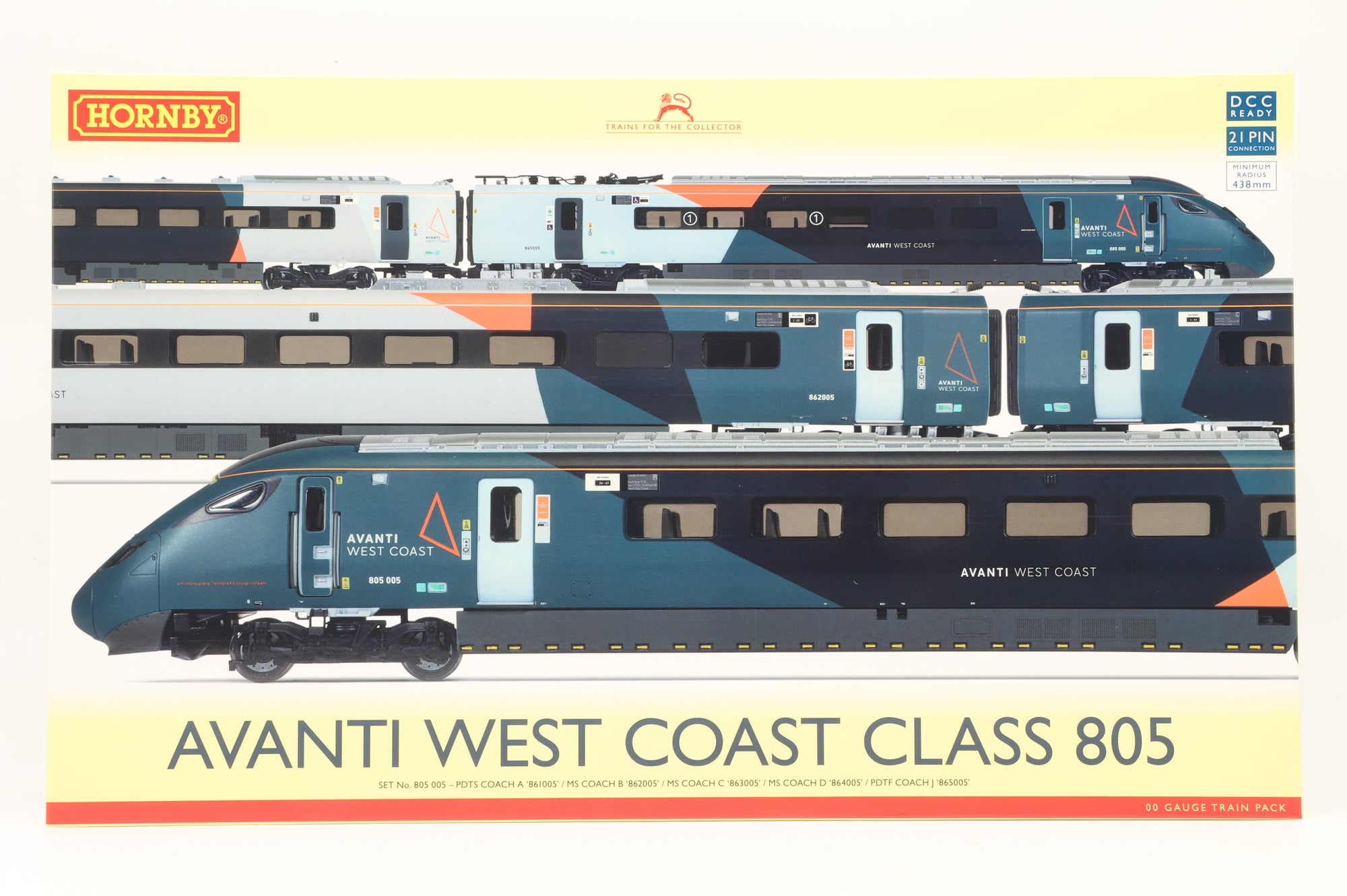 Hornby OO R30443 Avanti West Coast Class 805 '805 005' 5 Car Train Pack